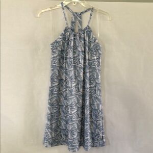 Eddie Bauer Blue Patterned Shelf-Bra Dress Size Small